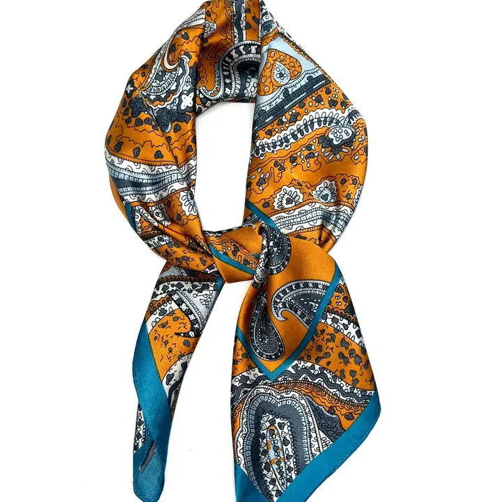 Scarf, ocra med paisleymönster