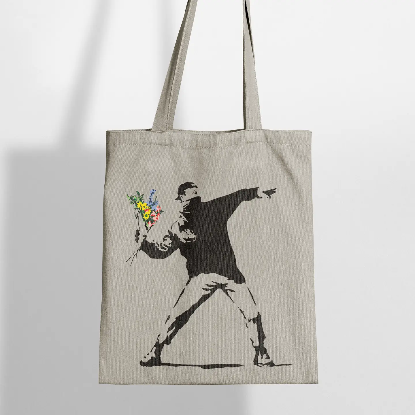 Banksy Tygkasse The Flower Thrower