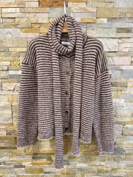 Stickad Cardigan med Matchande Halsduk