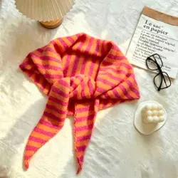 Trekantsjal Randig Orange/Cerise