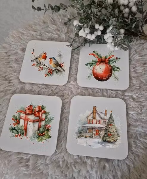 Glas/Mugg underlägg julmotiv - Wermlands Design