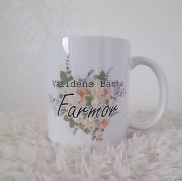 Mugg Världens Bästa Farmor med en blomma