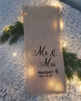 Presentpåse juteväv Mr & Mrs / Herr & Fru