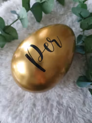 Påskägg Guld i plåt med namn eller text