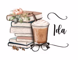 Tygkasse med motiv böcker med namn/text