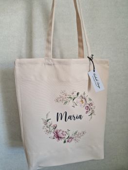 Tygkasse Namn med blomma