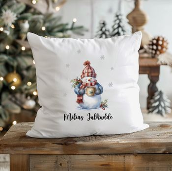 Julkudde snögubbe med namn
