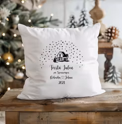 Kuddfodral / Första Jul, valfri adress, namn och år.