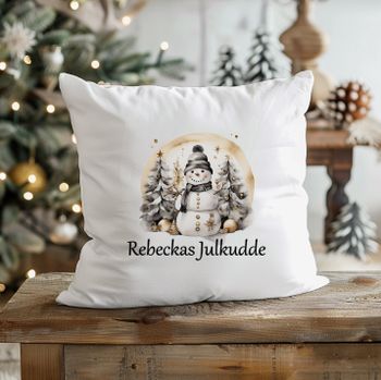Julkudde snögubbe med namn