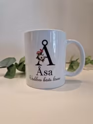Mugg med Bokstav/Namn och Världens Bästa lärare, fröken, pedagog eller kollega