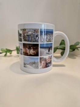 Minnesmugg med 16 bilder och text