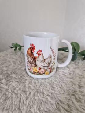 Påskmugg med Tupp & Höna med blomma