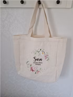 Tygkasse stor med Namn & Världens bäst pedagog, fröken eller lärare