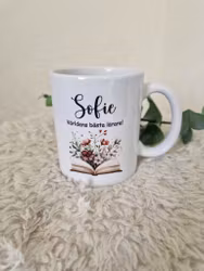 Mugg Världens bästa lärare/fröken eller pedagog med bokmotiv