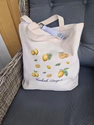 Tygkasse stor med citroner & valfritt namn