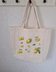 Tygkasse stor med citronmotiv