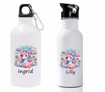 Vattenflaska - Candy Unicorn med valfritt namn