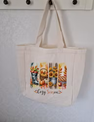 Tygkasse med fyra höstiga motiv