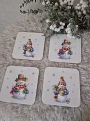 Glas/Mugg underlägg snögubbe