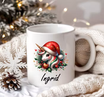 Julmugg Unicorn med namn