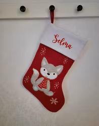 Julstrumpa Röd - Räv och ett valfritt namn
