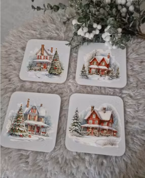 Glas & Mugg underlägg Vinter hus