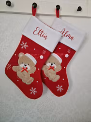 Julstrumpa Röd/Nalle