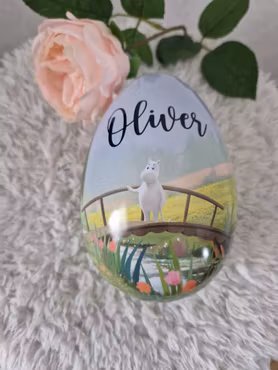 Påskägg Mumin på bron med namn