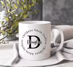 Världens bästa Farbror/Morbror med bokstav och namn Mugg