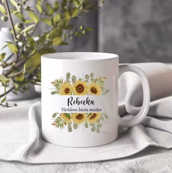 Mugg med namn och världens bästa .... med solrosor