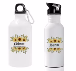 Vattenflaska solrosor med namn & världens bästa mamma