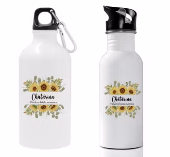 Vattenflaska solrosor med namn & världens bästa mamma