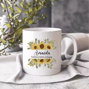 Mugg Solros Världens bästa pedagog, fröken lärare... med namn