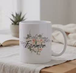 Mugg Världens Bästa Farmor med en blomma