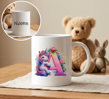 Mugg Unicorn bokstav och namn