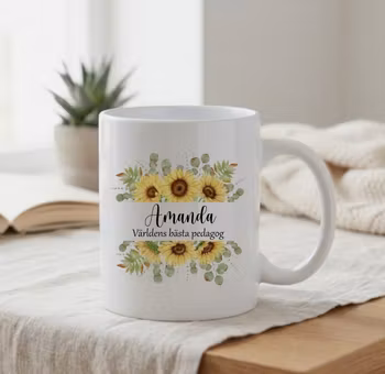 Mugg Solros Världens bästa pedagog, fröken lärare... med namn