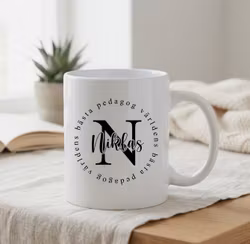 Mugg Värdens bästa pedagog eller lärare med namn i mitten