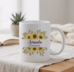 Mugg Solros med valfri text och namn