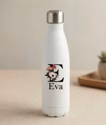 Termos med bokstav och namn med blomma