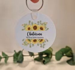 Nyckelring Solros Värdens bästa mamma