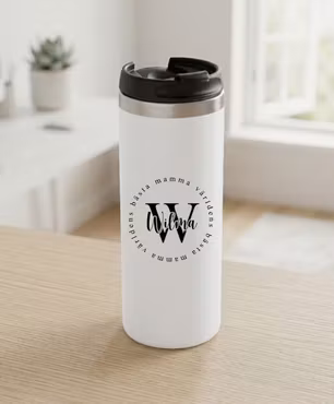 Termosmugg världens bästa mamma i cirkel med namn och bokstav