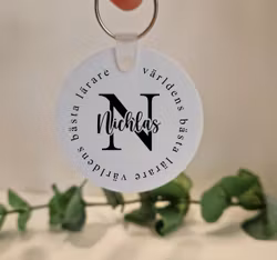 Nyckelring Värdens bästa pedagog eller lärare med namn i mitten