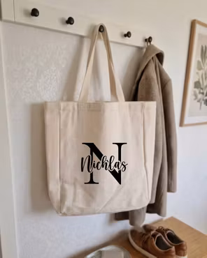 Tygkasse stor Bokstav med namn