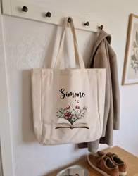 Tygkasse stor med bokmotiv & valfritt namn