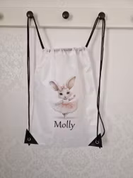 Gympapåse Vit - Ballerina 1 eller 2 med valfritt namn