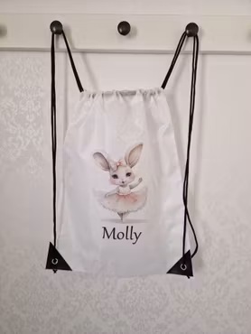 Gympapåse Vit - Ballerina 1 eller 2 med valfritt namn