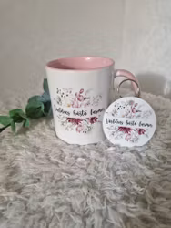 Mugg världens bästa farmor/mormor plus en nyckelring med foto på ena sida  och text på andra