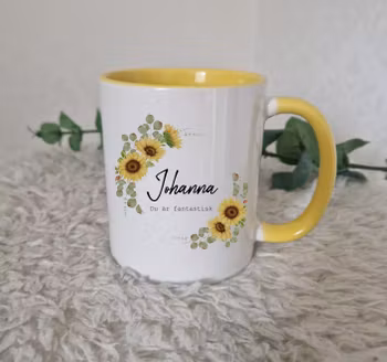 Mugg - Solrosor med namn och valfritext