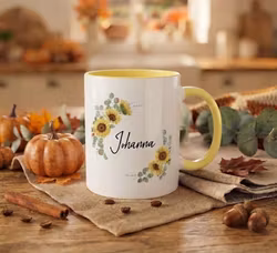 Mugg - Solrosor med namn och valfritext
