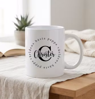 Mugg - Världens bästa pappa i en cirkel med namn